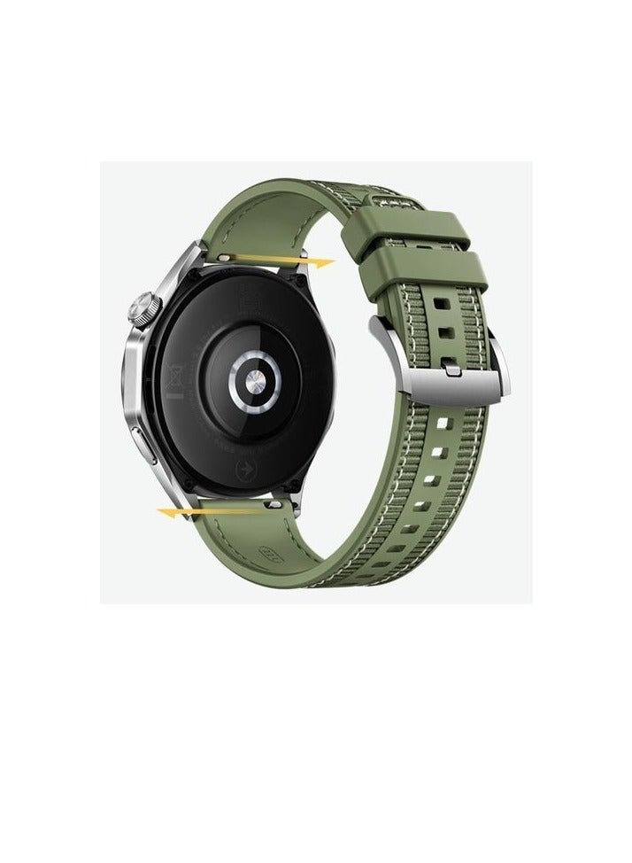 حزام ساعة من النايلون المضفر المصنوع من السيليكون مقاس 22 مم لساعة هواوي GT5 مقاس 46 مم 2024، أخضر - Image 1