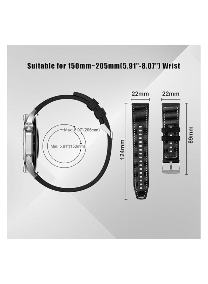 حزام ساعة من النايلون المضفر المصنوع من السيليكون مقاس 22 مم لساعة هواوي GT5 مقاس 46 مم 2024، أخضر - Image 3