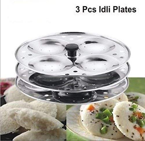 Varahry Stainless Steel Non Stick Idli PlatesIdli Maker Idli Stand with Holes for Pressure Cooker 3 Plate - Image 5