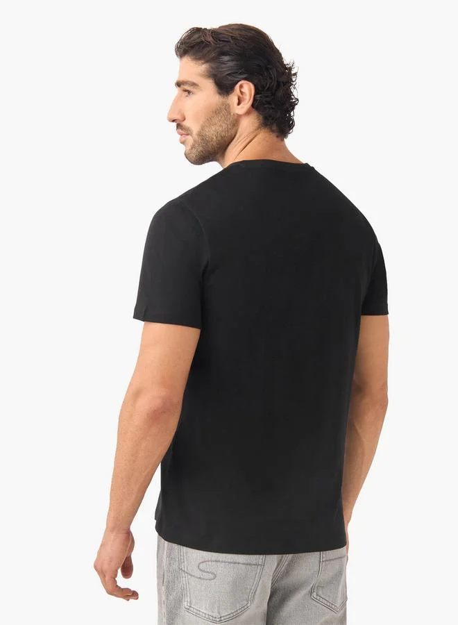 سبلاش فيڤ طقم من قطعتين - تي شيرت بقصة ضيقة وياقة على شكل حرف  وأكمام قصيرة