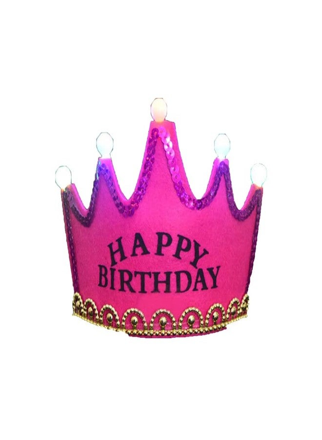 Selibration |Flashing Happy Birthday LED Light Up Crown(Dark-Pink) for Kids Birthday Function, Craft Tiaras, Birthday Hat For Girls, Birthday Gift, Christmas Decoration Pack Of(1) - Image 1
