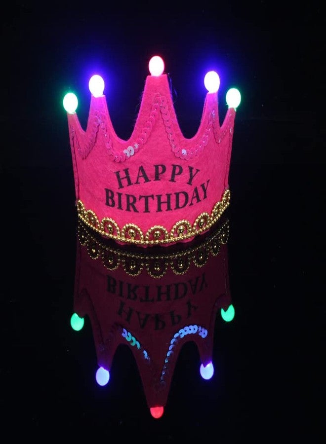 Selibration |Flashing Happy Birthday LED Light Up Crown(Dark-Pink) for Kids Birthday Function, Craft Tiaras, Birthday Hat For Girls, Birthday Gift, Christmas Decoration Pack Of(1) - Image 2