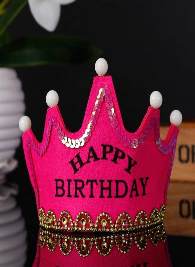 Selibration |Flashing Happy Birthday LED Light Up Crown(Dark-Pink) for Kids Birthday Function, Craft Tiaras, Birthday Hat For Girls, Birthday Gift, Christmas Decoration Pack Of(1) - Image 3