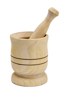 Wooden Mortar Pestle Set, Household Food Supplement Natural Grinder Suitable Hand Grinder Crusher for Grinding Spices Herb Food and Garlic Fruit Kitchen Tool 12x8cm