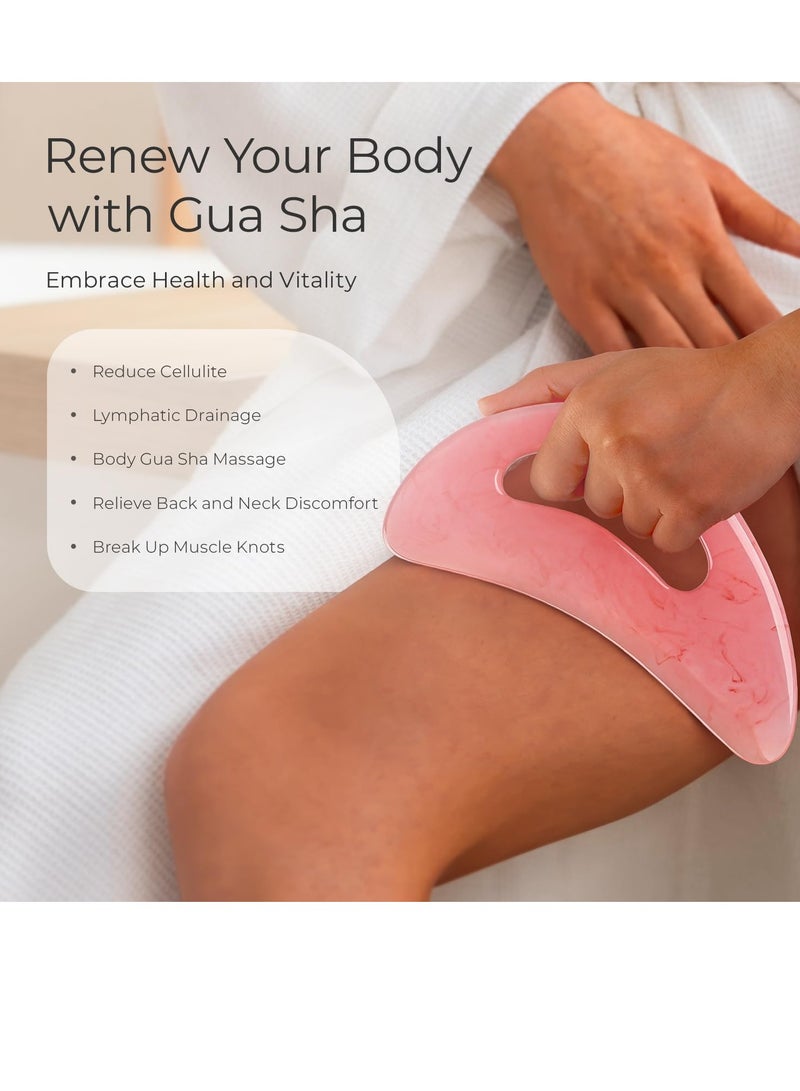 Loquat Gua Sha Massage Tool with Handle (Resin) Larger Guasha Scraping Tool for Back Neck Face Leg Massage, Lymphatic Drainage, Cellulite Remove - Large - Image 4
