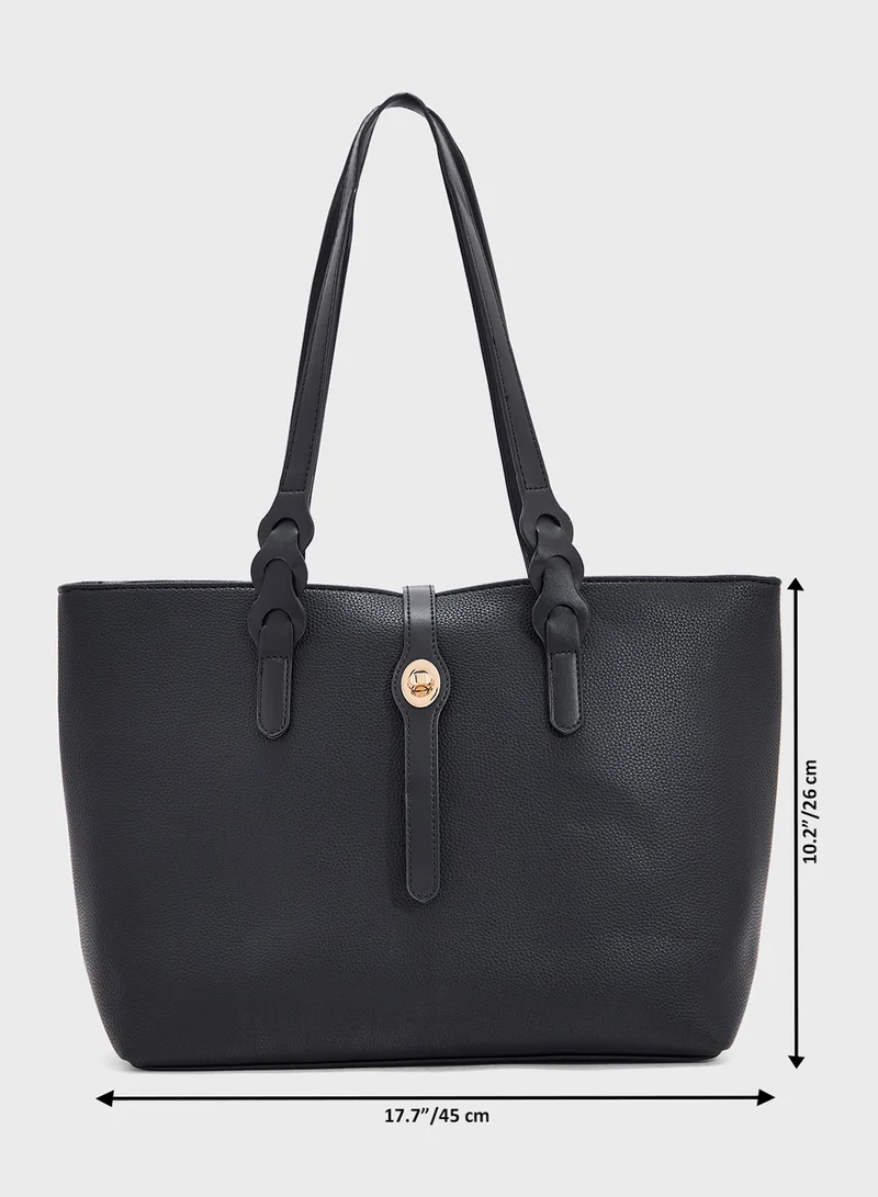 ELLA Metal Trim Detail Tote Bag