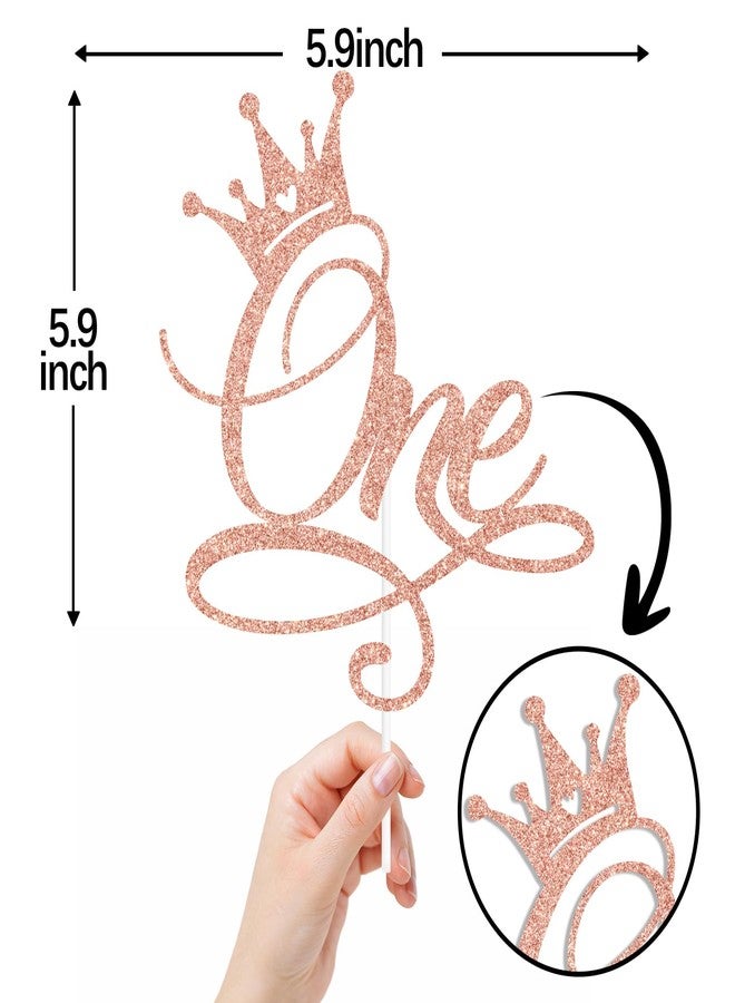 ZACHAKO Rose Gold Glitter One Cake Topper, Wild One/Princess Happy 1st Birthday, Princess Themed Baby's 1st Birthday Baby Shower Party Decorations Supplies - Image 2