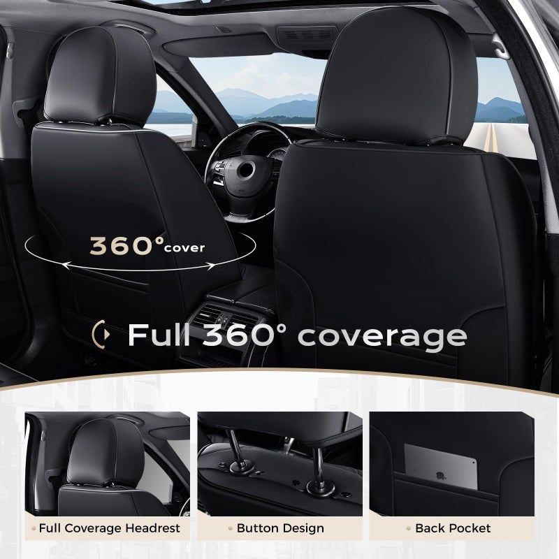 Coverado Seat Covers, Car Seat Covers Front Seats, Leather Seat Covers for Cars, Car Seat Protector Waterproof, Black Car Seat Cushion, Front Carseat Cover Universal Fit for Most Cars Camo - Image 5