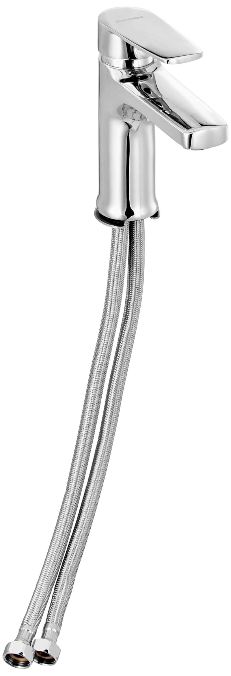 Johnson Bathrooms Arctic Brass Single Handle Basin Mixer Faucet |Chrome Finish| High Pressure Resistant & Leak-Free| with 2 Braided Hoses| Provision for Hot & Cold Water| 10 Years Warranty - Image 5