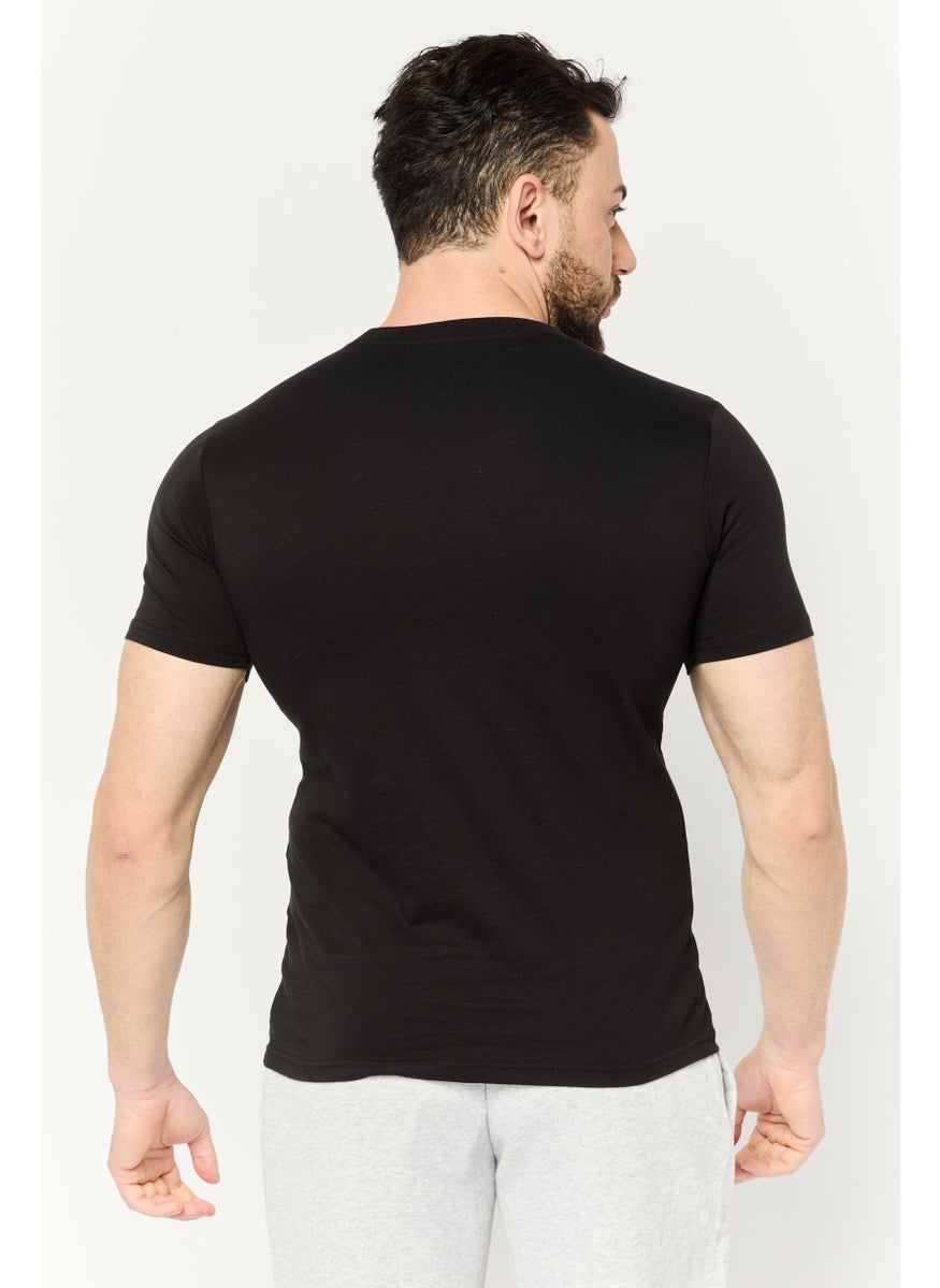 LOTTO Men Sportswear Fit Short Sleeves OutdoorT-Shirt, Black  - Image 4