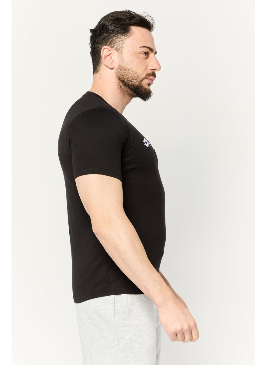 LOTTO Men Sportswear Fit Short Sleeves OutdoorT-Shirt, Black  - Image 3