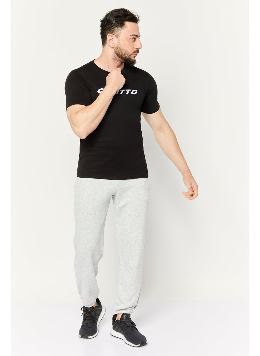LOTTO Men Sportswear Fit Short Sleeves OutdoorT-Shirt, Black  - Image 2