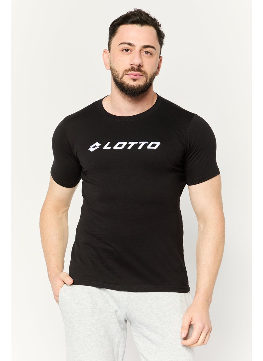 LOTTO Men Sportswear Fit Short Sleeves OutdoorT-Shirt, Black  - Image 1