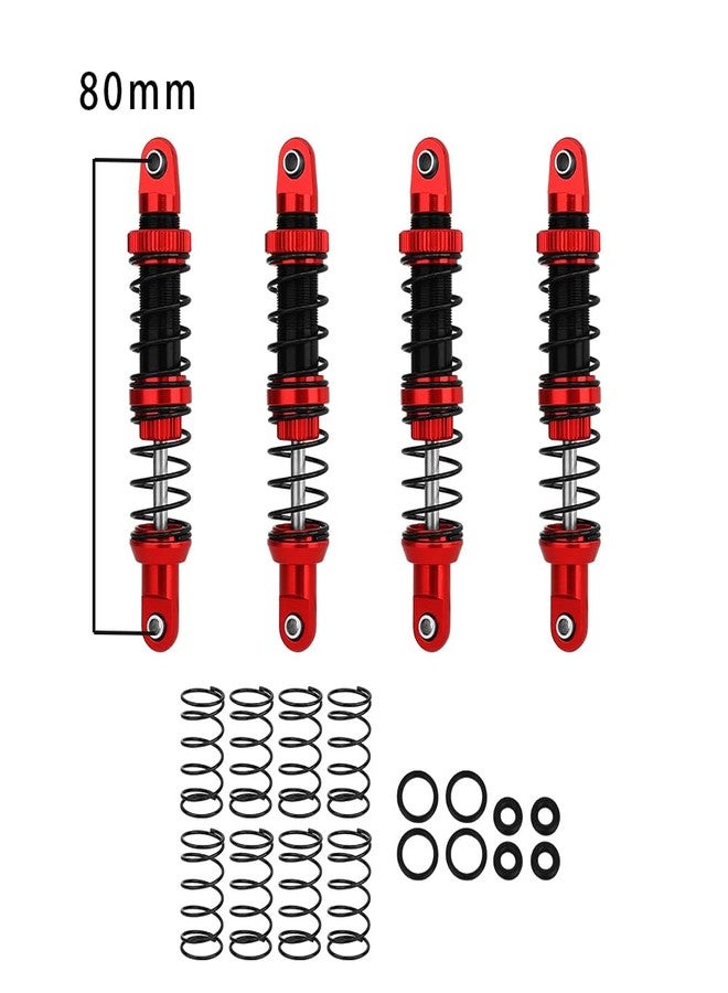 Pothyes RC Threaded Shock Absorber Oil Adjustable Damper Set with Springs for 1/10 RCTruck Crawler Axial SCX10 I II III Capra TRX4 D90 Wraith Metal Upgrade Part (red-black, 80mm) - Image 2