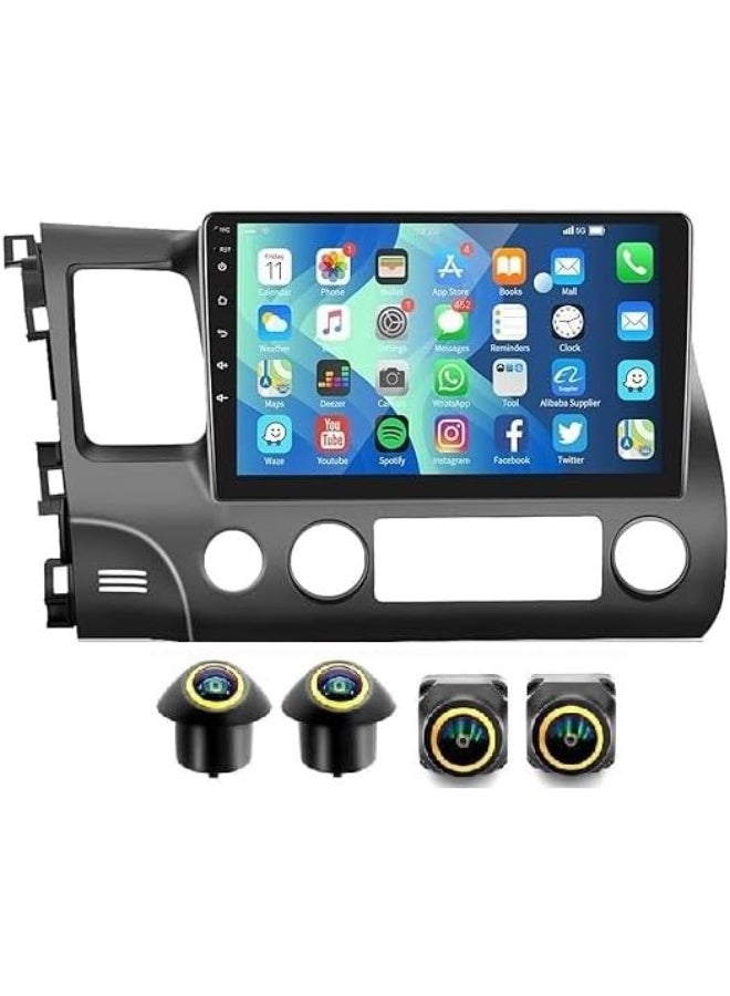 SHEZA STAR Android Car Stereo for Honda Civic 2006-2011 4GB RAM 64GB ROM Support Carplay, M-Link Wi-Fi BT, Radio GPS, 10 Inch IPS.QLED, Screen with 360D Camera Included - Image 1