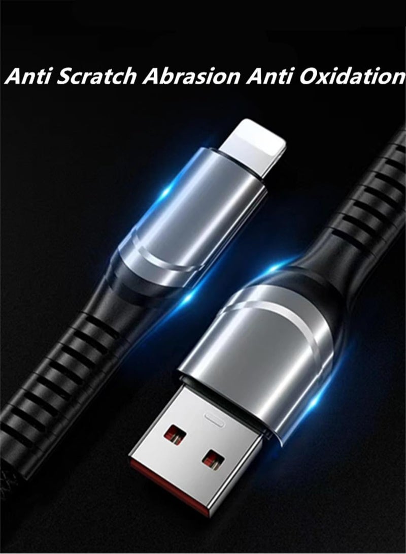 GUDOO كابلات شاحن USB 3 في 1، كابل شحن نايلون مجدول فائق السرعة 200 وات، سلك شحن عالمي متعدد المنافذ مع نوع C، ومنفذ USB صغير ومنفذ IP للهواتف المحمولة والمزيد - 2 متر - Image 5