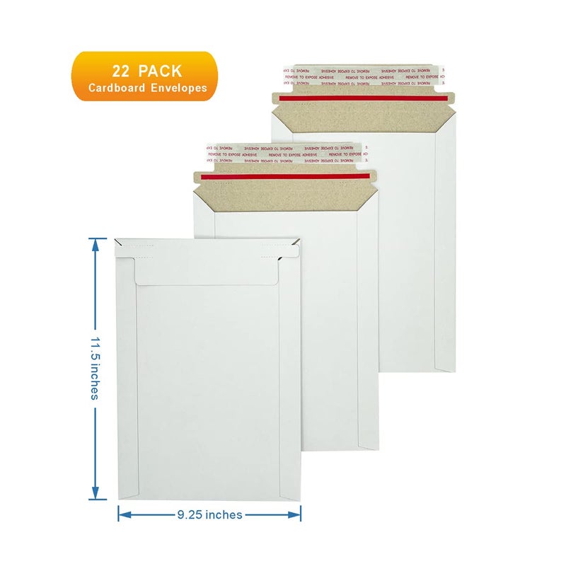 Burasari 22Pack White Rigid Mailers 9.25x11. 5 Inches - Can Keep Flat Cardboard Mailer, Suitable for Protecting Shipping Gift Cards, Invitations, Photos, Documents (22pcs white 9.25 * 11.5) - Image 2