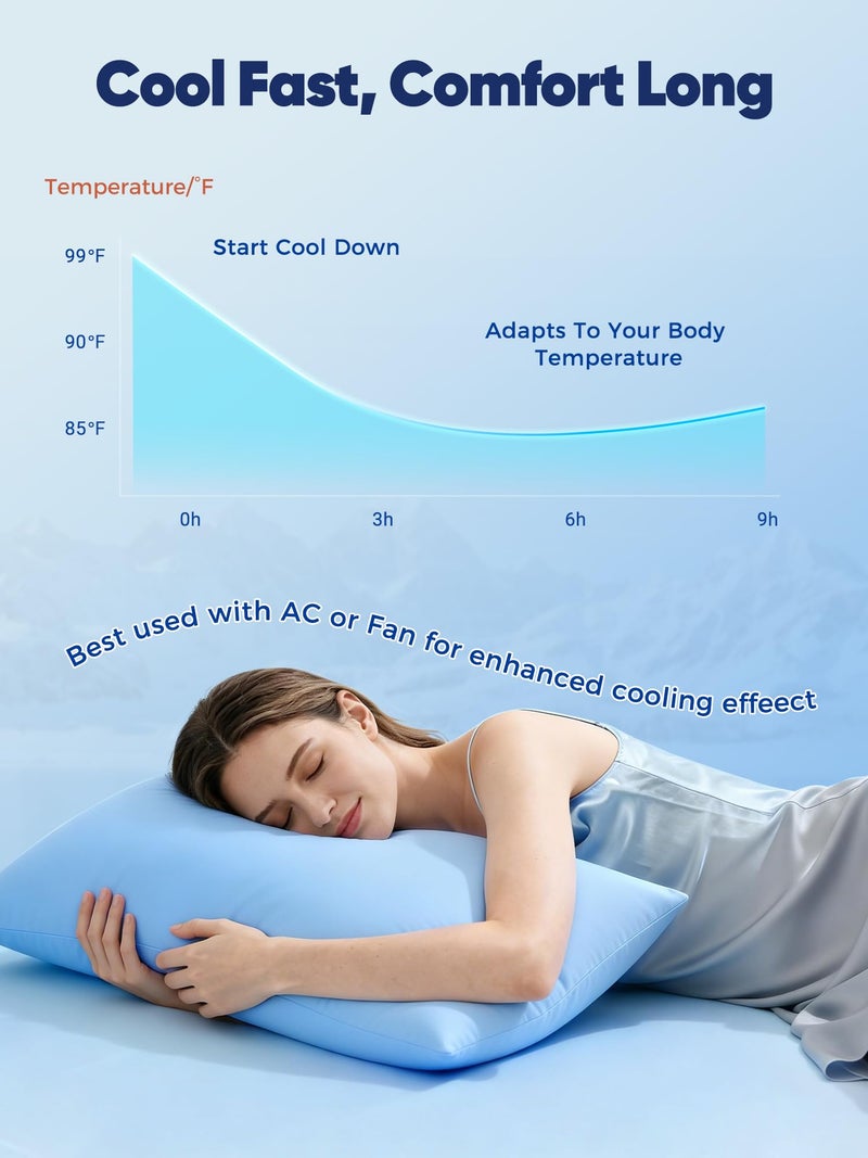 Avolare Cooling Pillow Cases Queen Size Set of 2,Arc-Chill 3.0 Cool Pillowcases for Hot Sleepers(Q-Max>0.5),Breathable&Stretchy Fabric,Softer Than Silk,Zipper Pillow Cases,Blue - Image 2