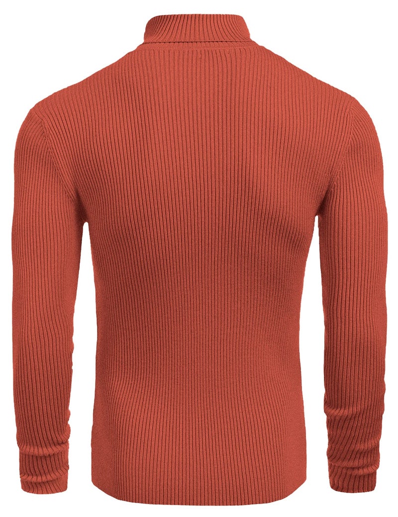 NORTHWIND Men's High and Turtle Neck Cotton T-Shirt Sweater (Rust, Small) - Image 3