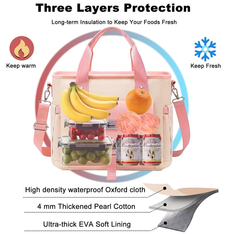 Weitars Insulated Lunch Bag for Men Women,Leak Proof Lunch Box for Work,Extra Large Lunch Tote Bag With Removable Shoulder Strap with Side Pockets,Reusable Lunch Bag For Picnic Hiking - Image 5