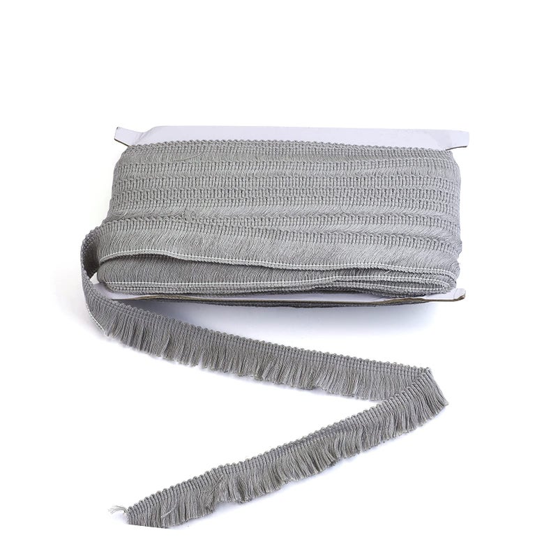 MegaPet Polyester Fringe Tassel Lace Trim 1 Inch x 27 Yards Chainette Fringe Fibre Trim Ribbons Gray for Sewing Quilting Lampshade Curtain Decoration