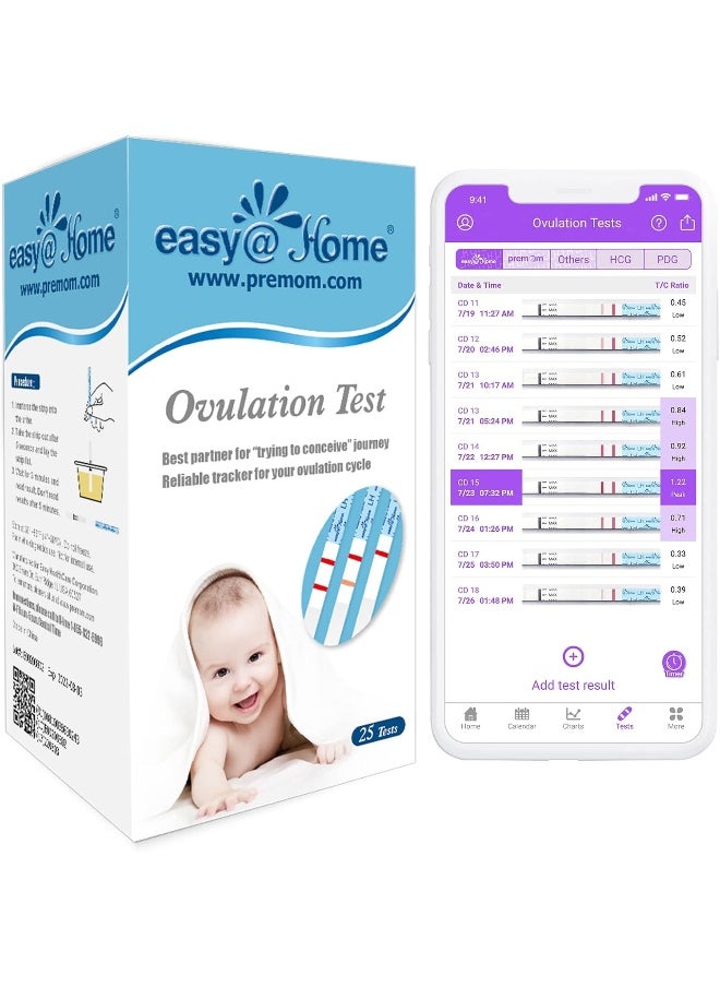 Easy@Home - Ovulation Test Strips, 25 Pack Fertility Tests, Ovulation Predictor Kit - Image 1