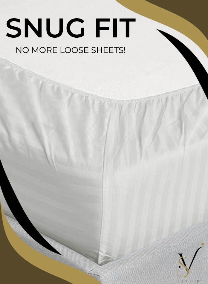 فيوستار طقم مفروشات مخططة فاخرة بحجم كينغ مكون من 4 قطع من Viewstar - غطاء لحاف ناعم مستوحى من الفندق، ملاءة سرير جاهزة وأغطية وسائد - ملاءة سرير أنيقة كبيرة الحجم للراحة - Image 3