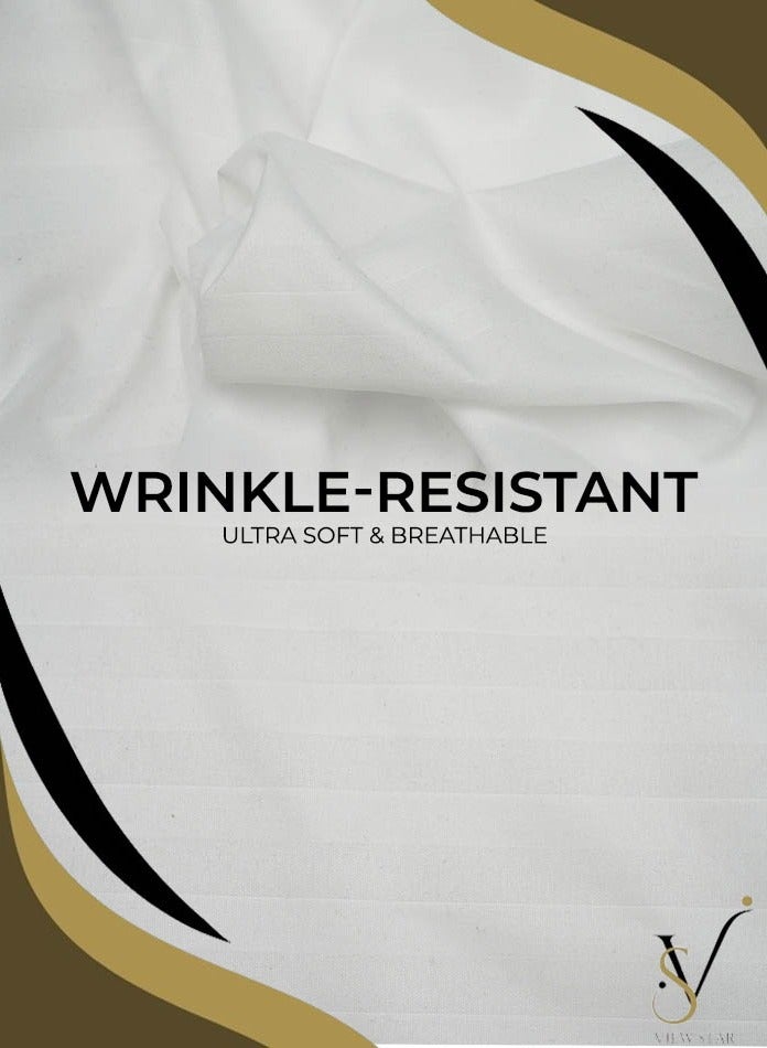 فيوستار طقم مفروشات مخططة فاخرة بحجم كينغ مكون من 4 قطع من Viewstar - غطاء لحاف ناعم مستوحى من الفندق، ملاءة سرير جاهزة وأغطية وسائد - ملاءة سرير أنيقة كبيرة الحجم للراحة - Image 4