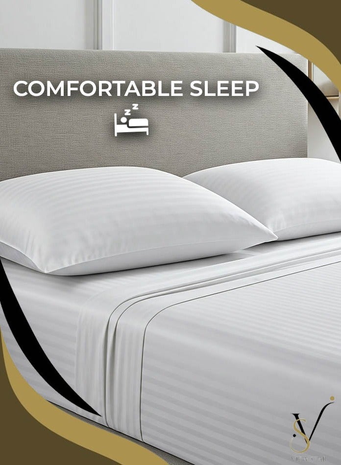 فيوستار طقم مفروشات مخططة فاخرة بحجم كينغ مكون من 4 قطع من Viewstar - غطاء لحاف ناعم مستوحى من الفندق، ملاءة سرير جاهزة وأغطية وسائد - ملاءة سرير أنيقة كبيرة الحجم للراحة - Image 5