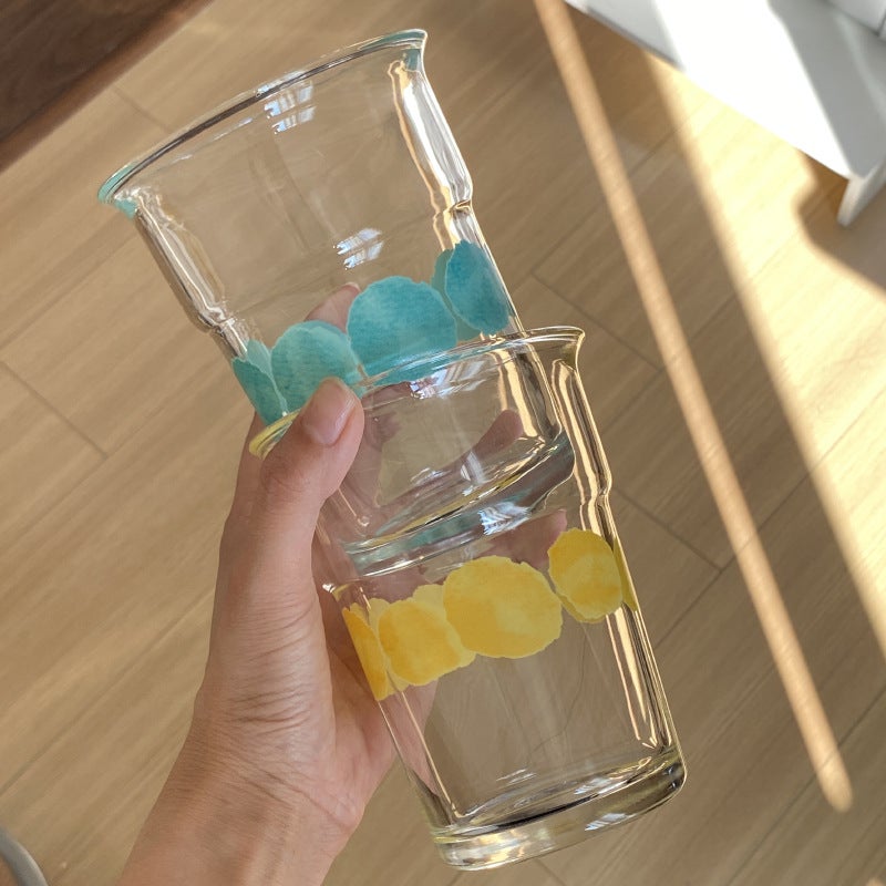 كوب زجاجي رترو بنقاط زرقاء-خضراء - Image 2