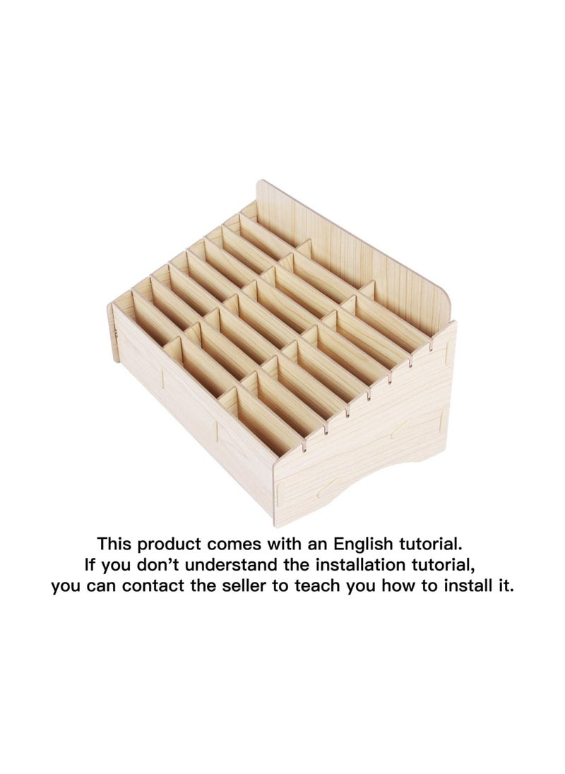 Phone Planet - Kaisi 24 Grid Wooden Desktop Storage Box Mobile Phone Management Storage Box Creative Desktop Office Meeting Finishing Grid Multi Cell Phone Rack Display (24) - Image 1