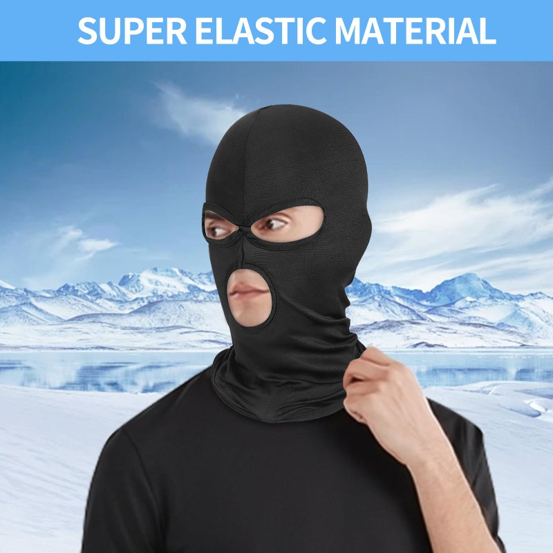 Pukavt 3 Hole Balaclava Ski Mask for Men Women, Thin Full Face Mask for Motorcycle Bike Hunting Cycling Skiing Cap Black - Image 5