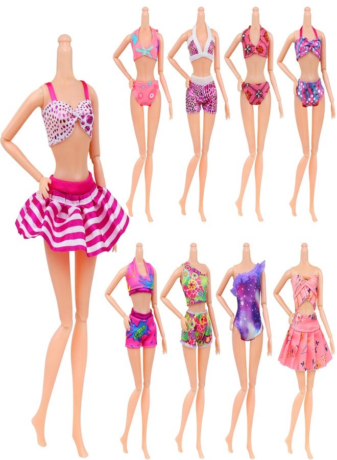 Ecore Fun 15 Items Doll Bathing Suits Pool Accessories Set for 11.5 inch Girl Dolls - 5 pcs Swimsuits, 5 Shoes, 2 Pool Floaties, 1 Set of 3 Diving Suit, 1 Toy Seal, 1 Surfboard - Image 4