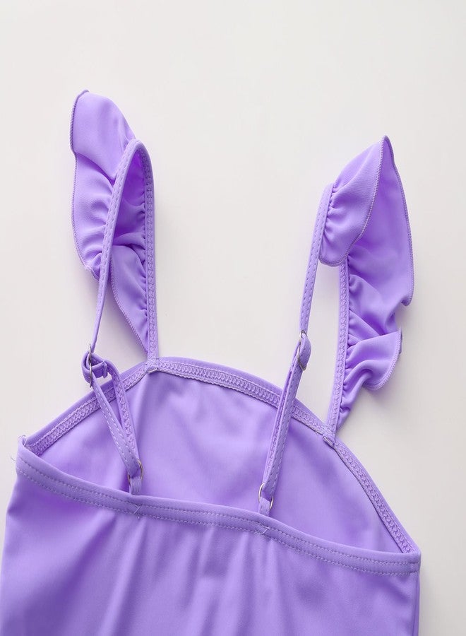 Akokvlar Two Pieces Unicorn Swimsuit Mermaid Bikinis Tankini Bathing Suit for Little Girls (3-4T, Lavender) - Image 4