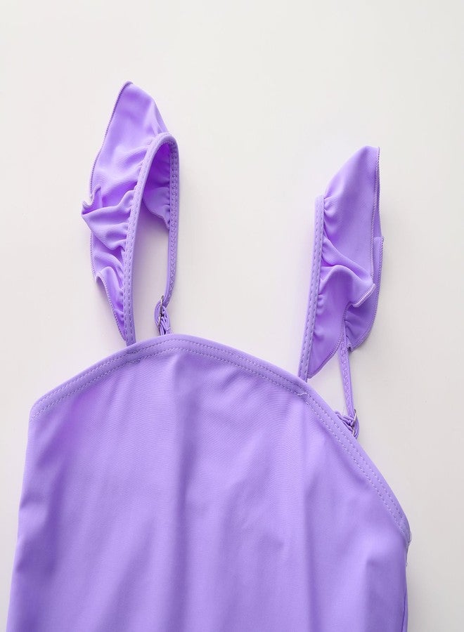 Akokvlar Two Pieces Unicorn Swimsuit Mermaid Bikinis Tankini Bathing Suit for Little Girls (3-4T, Lavender) - Image 3