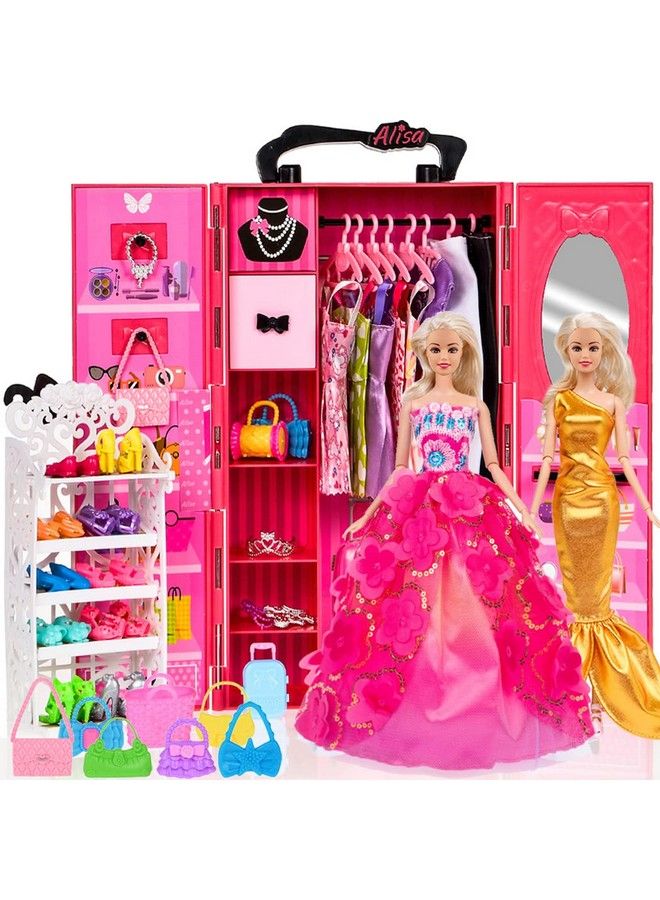 ebuddy Fashion Lot 105 Items 11.5 Inch Girl Doll Dream Closet Wardrobe With Clothes And Accessories Including Wardrobe Shoes Rack Dress Shoes Hangers Necklace And Other Accessories(No Doll) - Image 2