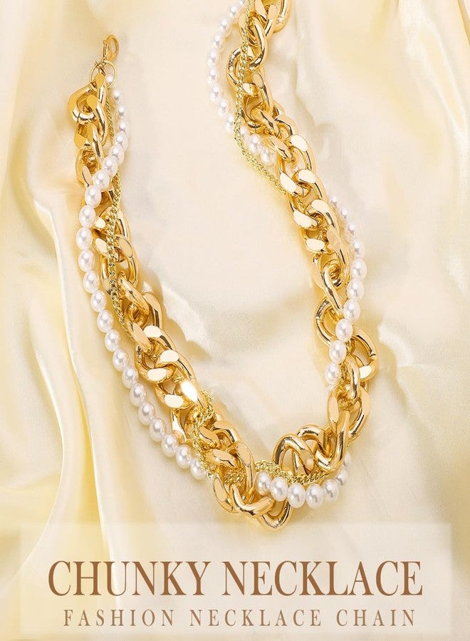 CLOACE Gold Pearl Choker Necklace Cuban Chunky Necklaces Chain Fashion Jewelry for Women - Image 2