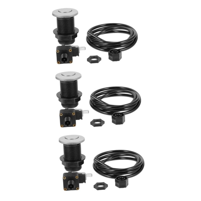 3 Sets Air Switch For Garbage Disposal Bathtub Easy Installation Complete Accessories White - Image 2