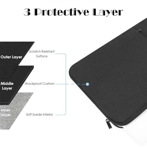 ProElife 13-Inch Laptop Sleeve Case for 2025-2022 MacBook Air 13.6 inch with M4 M3 M2 Chip and MacBook Pro 13'' M2 Chip Accessory Traveling Carrying Bag Water-Resistant Cover Simple Case (Black) - Image 3