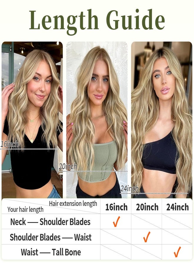 KooKaStyle Invisible Wire Hair Extensions with Transparent Wire Adjustable Size 4 Secure Clips Long Wavy Curly Secret Synthetic Hairpieces(20 Inch,Dark Ash Blonde mix Light Blonde Highlights) - Image 4