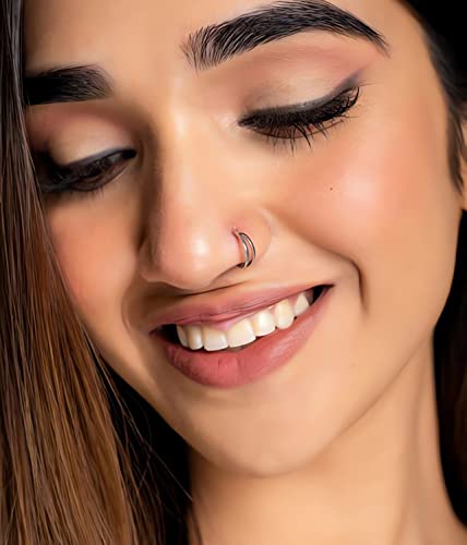 Incaton 33PC 20G Stainless Steel Nose Rings Hoops L Shaped Studs Screw Nose Piercings Jewelry for Women Men Silver Rose Gold Black Rainbow - Image 5