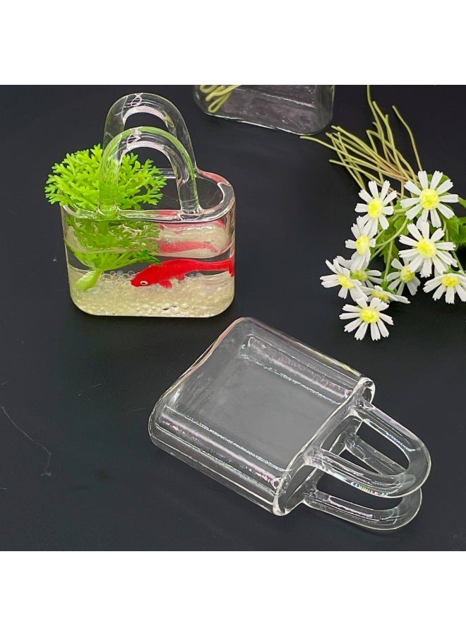 Miniature Baby House Accessories Nordic Style Home Furnishings Mini Glass Bag Fish Tank Vase 8 Points Shooting Props-Color:Glass Wrapped One - Image 3
