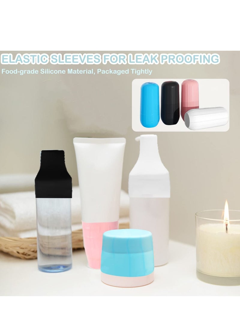 Excefore - Elastic Sleeves for Leak Proofing Travel, 8pcs Silicone Leak Proof Sleeve Travel Covers, Silicone Travel Sleeves for Toiletries Skins, Reusable Leakproof Sleeve for Toiletries, Shampoo - Image 1