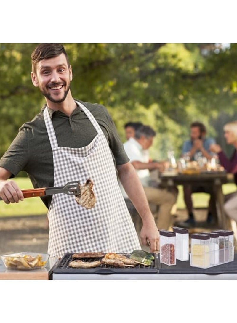 SYOSI Mini Salt and Pepper Shakers with Lid, Portable Plastic Spice Shaker Set, Airtight Seasoning Containers for Travel, BBQ, Camping, and Outdoor Use, Set of 6 with Tray (Brown) - Image 5