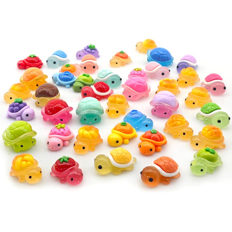 Nuanmu 42Pcs Miniature Resin Turtle 3D Figurines Glow in The Dark Garden Micro Desk Pets Dollhouse Decor for Decorating DIY Fish Tank Fridge Wall Art - Image 1