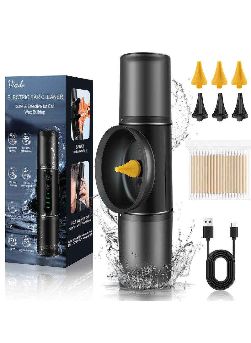 Vicalo Electric Ear Cleaner, Earwax Remover, USB Rechargeable Ear Wax Removal Kit, IPX7 Waterproof for Shower Use, Auto-drain, 4 Ear Cleaning Modes, Ear Irrigation with 6 Tips, for Adults and Kids - Image 1