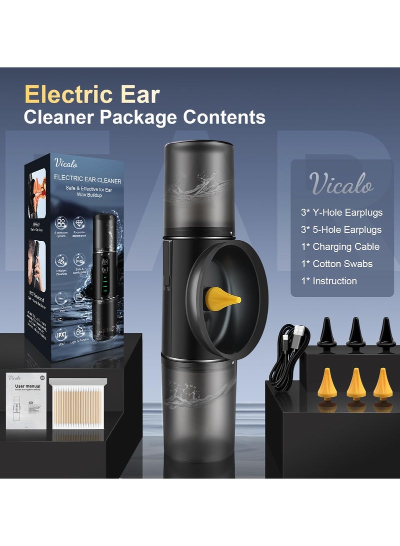 Vicalo Electric Ear Cleaner, Earwax Remover, USB Rechargeable Ear Wax Removal Kit, IPX7 Waterproof for Shower Use, Auto-drain, 4 Ear Cleaning Modes, Ear Irrigation with 6 Tips, for Adults and Kids - Image 5
