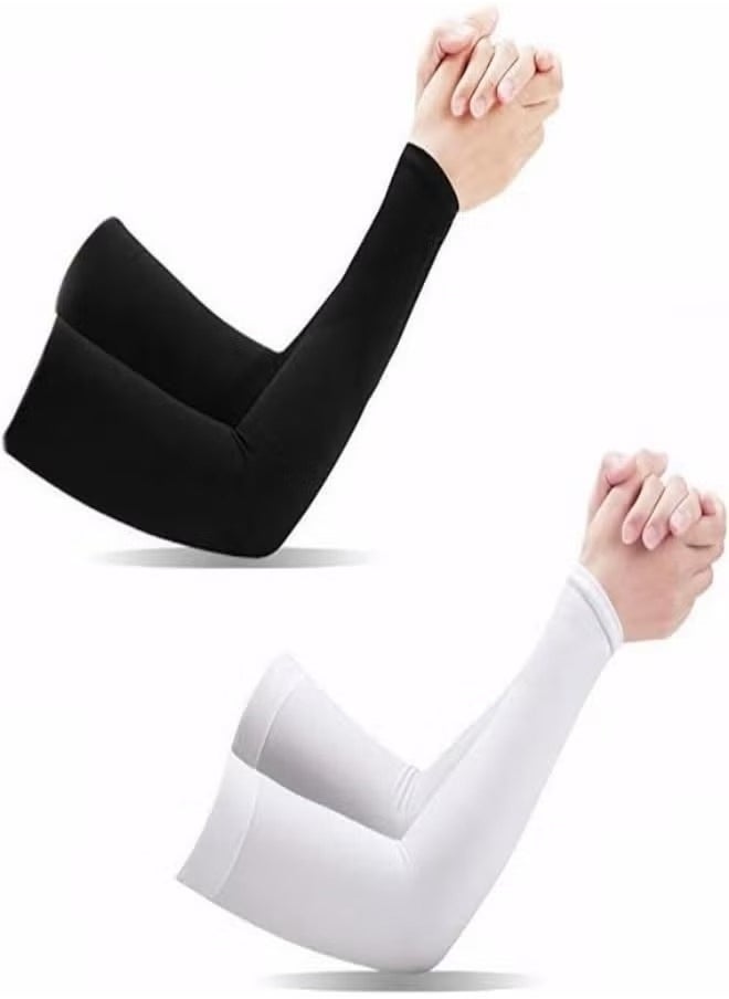 HIAS 2 Pack UV Protection Cooling Arm Sleeves - Unisex Sunblock Sleeves for Men & Women, Breathable Long Hand Sleeves for Golf, Basketball, Driving, Hiking & Outdoor Sports  - Image 1
