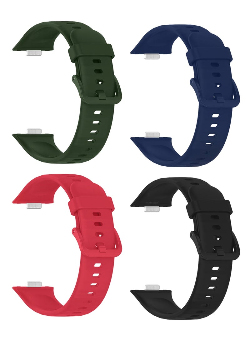 CATANES 4Packs Wristband for Huawei Watch Fit 3/Fit 4/Fit 4 Pro Bands, Silicone Bracelet Quick Release Arm Band, Replacement Smartwatch Band Quick Release Sport Straps - 4 Colours - Image 1