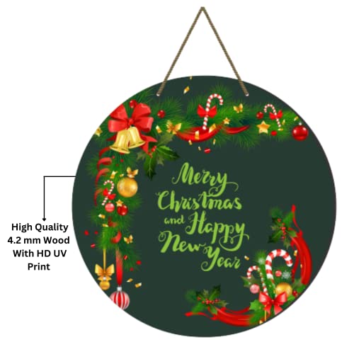 Webelkart® Premium Merry Christmas and Happy New Year Printed Wall Hanging/Door Hanging for Home and Christmas Decorations Items (10 Inches) - Image 3